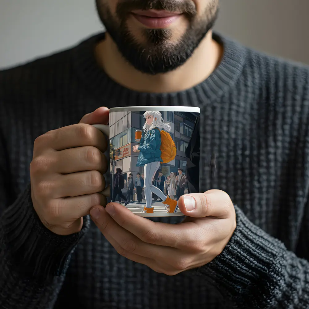 Anime Girl Crossing Street Tokyo Style – Mugs