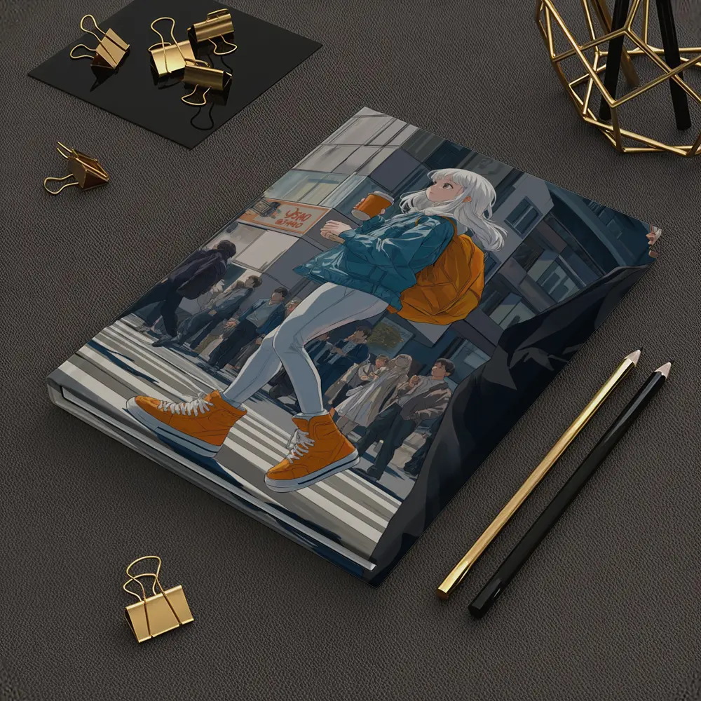 Anime Girl Crossing Street Tokyo Style – Notebooks
