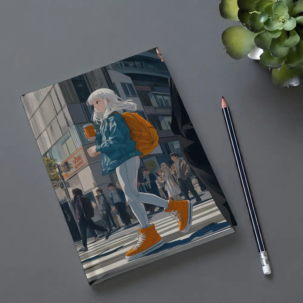 Anime Girl Crossing Street Tokyo Style – Notebooks