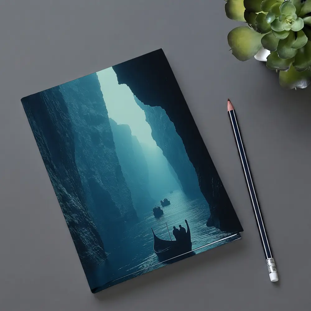Misty Canyon River Boats Blue Fog – Notebooks