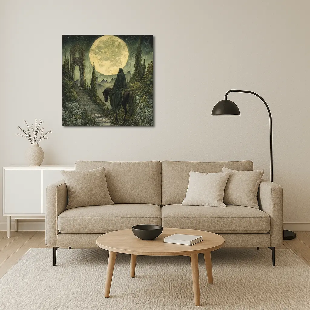 Dark Rider Horseman Full Moon Gothic Art – Wall Art