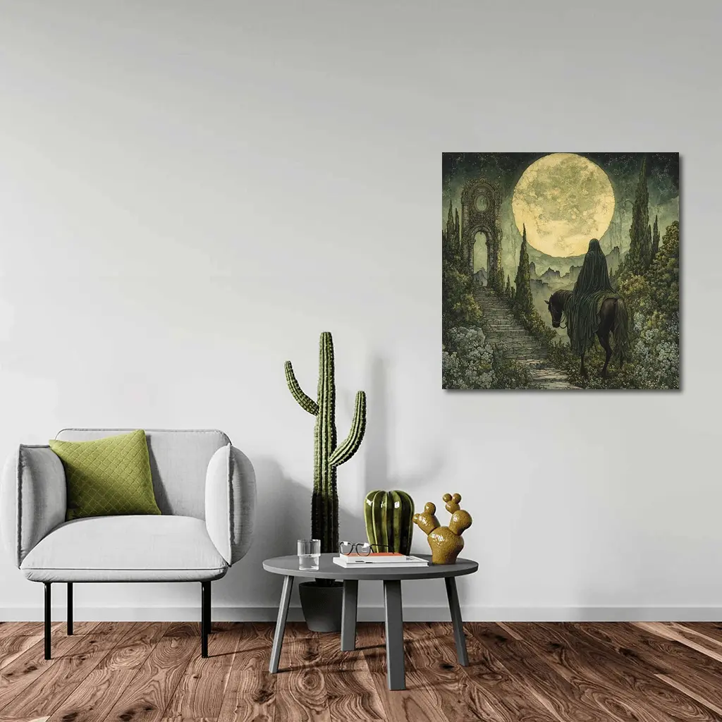 Dark Rider Horseman Full Moon Gothic Art – Wall Art
