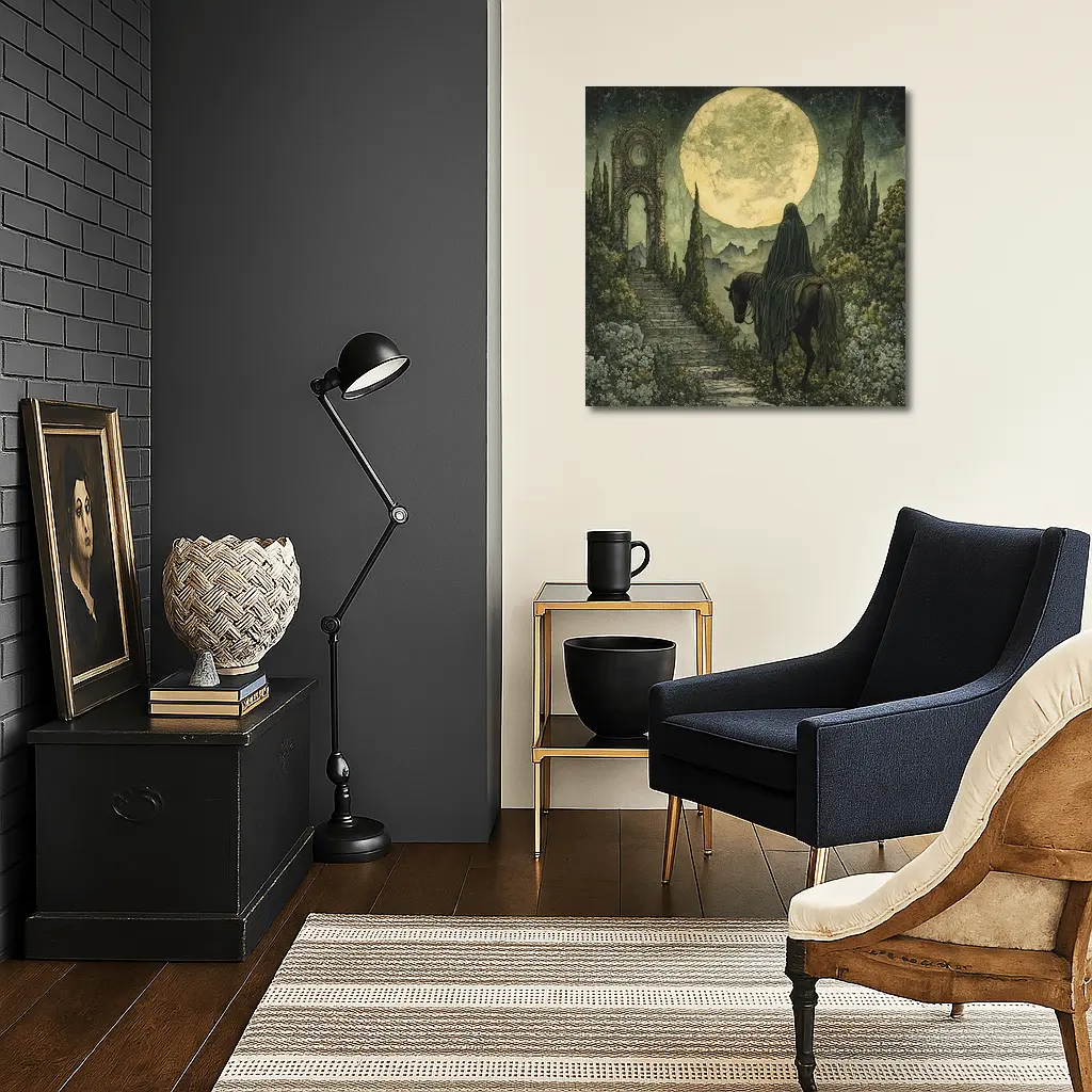 Dark Rider Horseman Full Moon Gothic Art – Wall Art