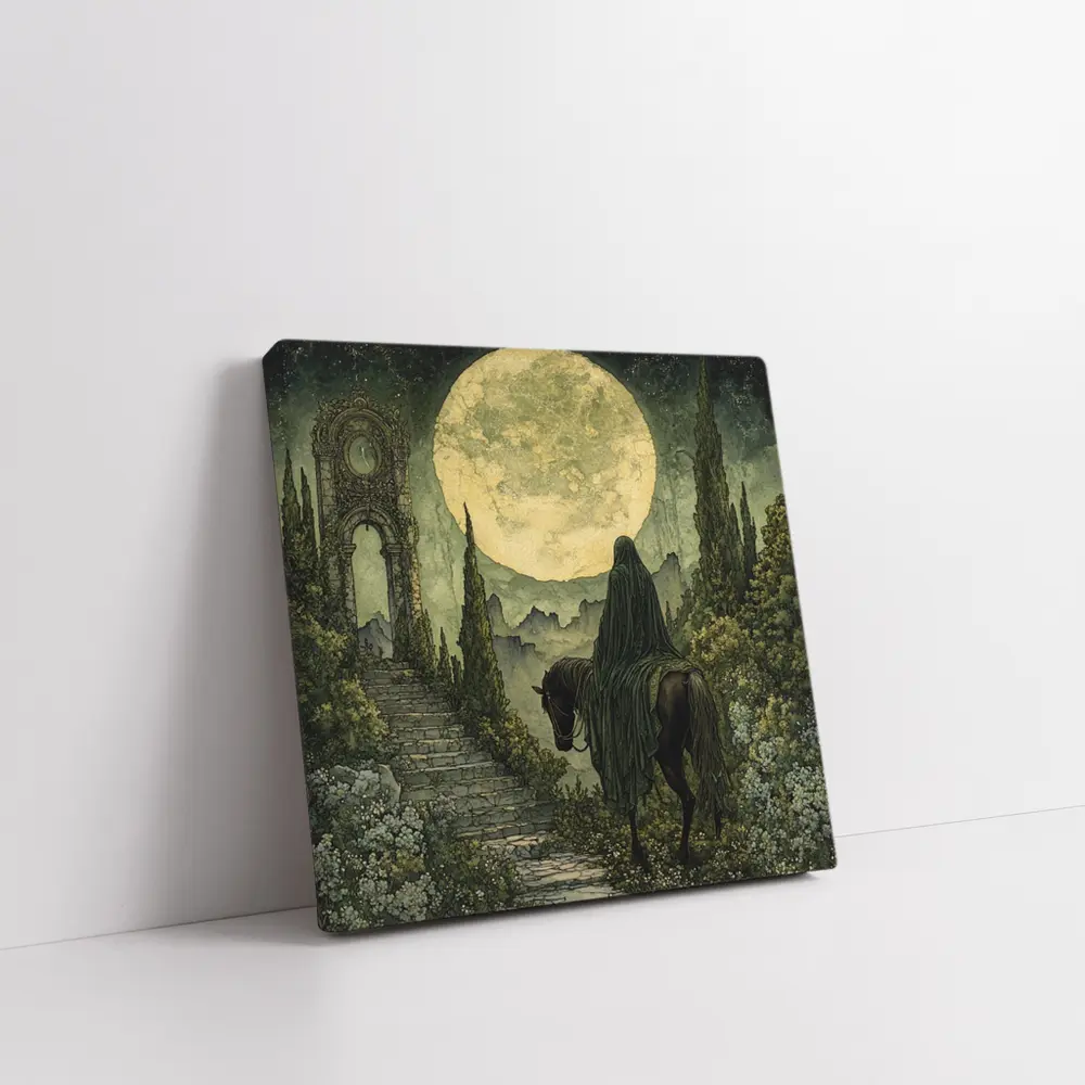 Dark Rider Horseman Full Moon Gothic Art – Wall Art
