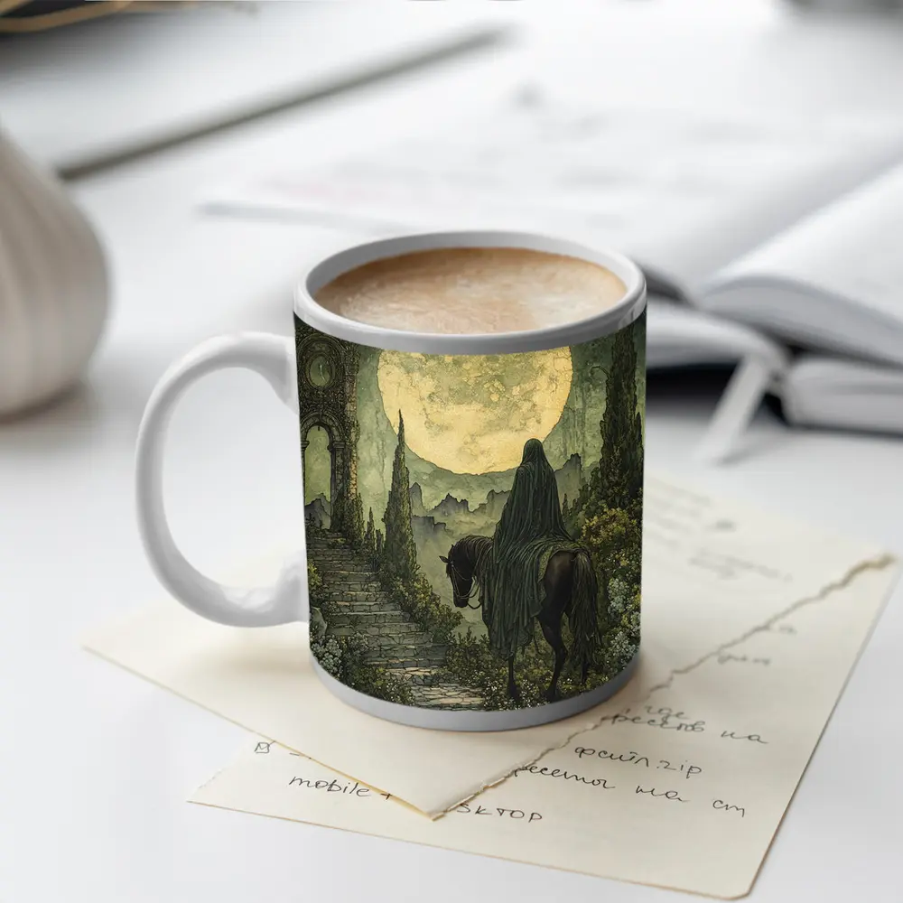 Dark Rider Horseman Full Moon Gothic Art – Mugs