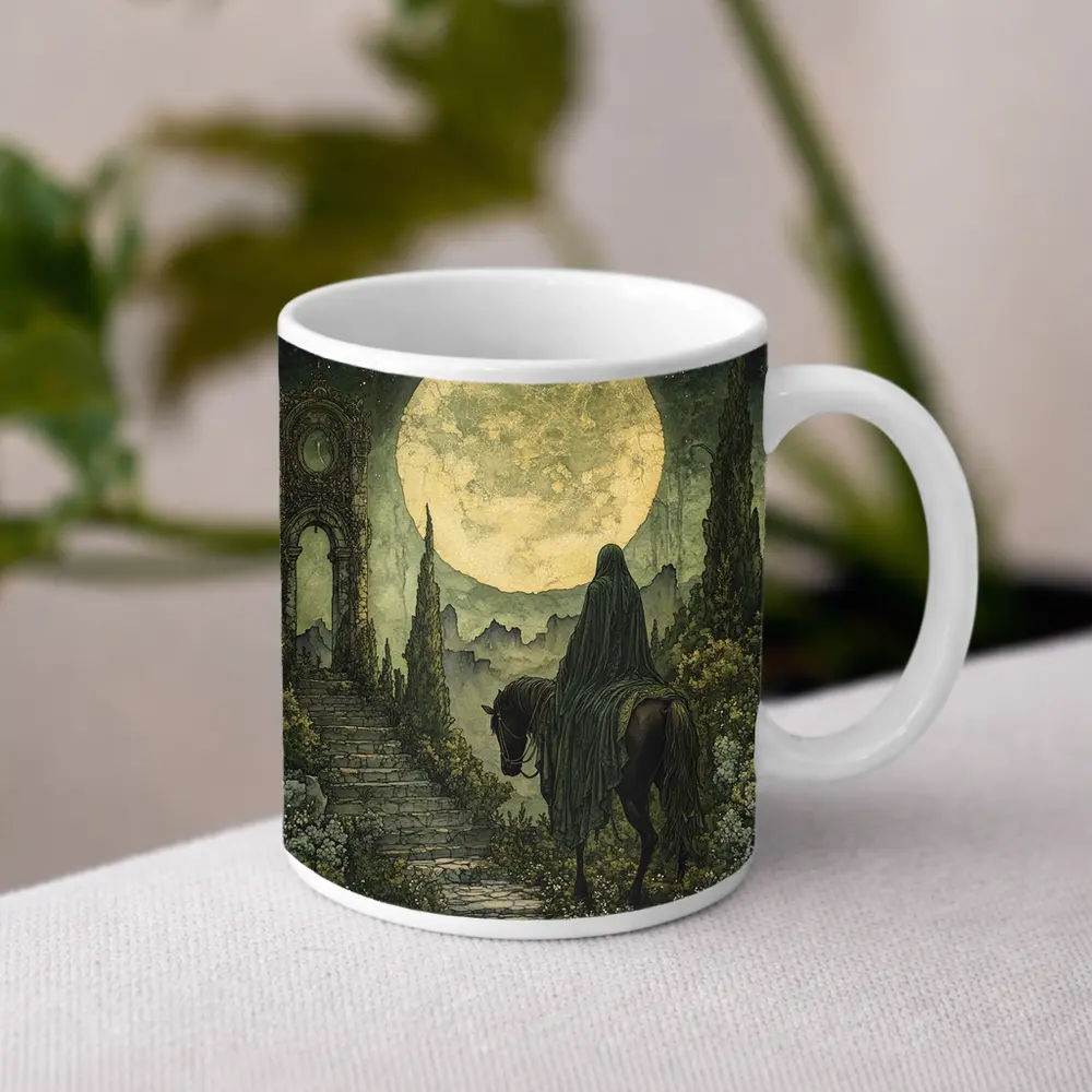 Dark Rider Horseman Full Moon Gothic Art – Mugs