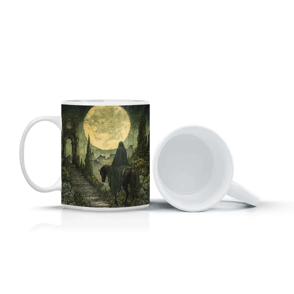 Dark Rider Horseman Full Moon Gothic Art – Mugs