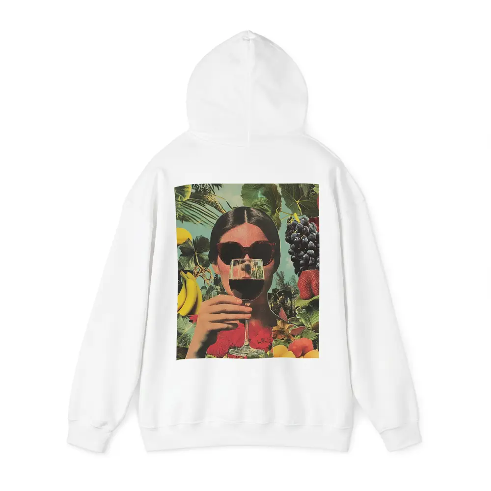Woman With Wine Glass Fruits Collage Art – Hoodies
