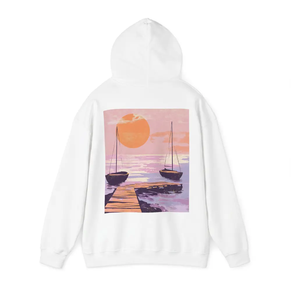 Sailboats at Sunset Dock Retro Print – Hoodies