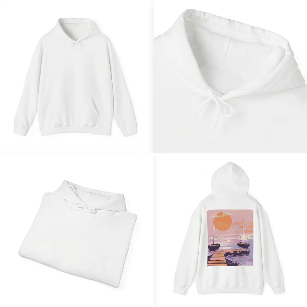 Sailboats at Sunset Dock Retro Print – Hoodies