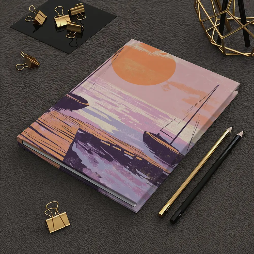 Sailboats at Sunset Dock Retro Print – Notebooks