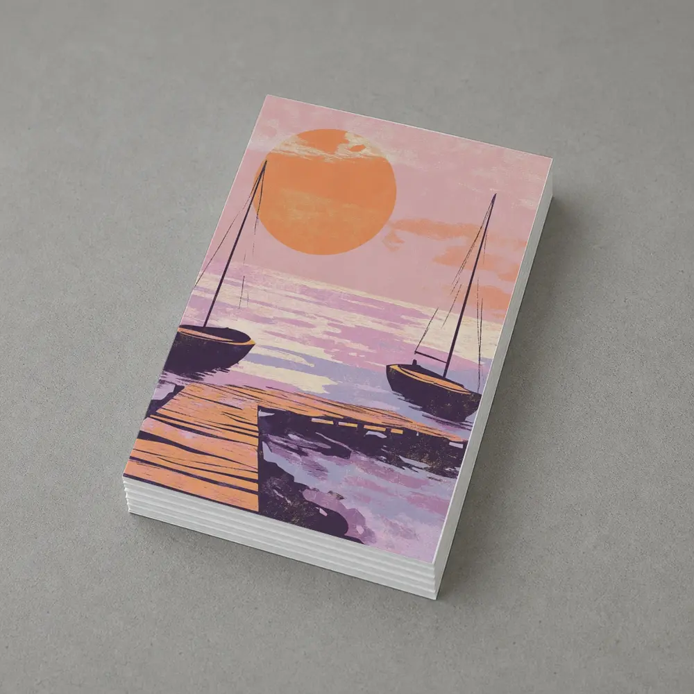 Sailboats at Sunset Dock Retro Print – Postcards