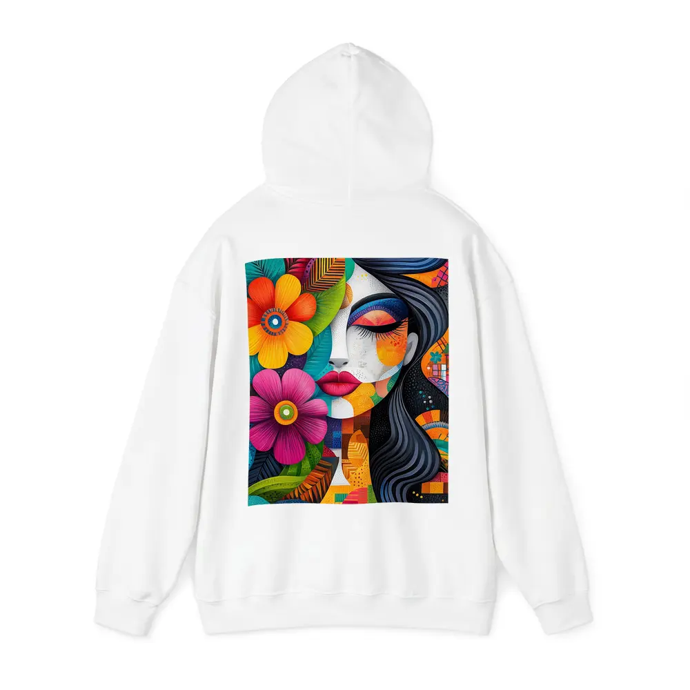 Colorful Abstract Woman Face Floral Art – Hoodies