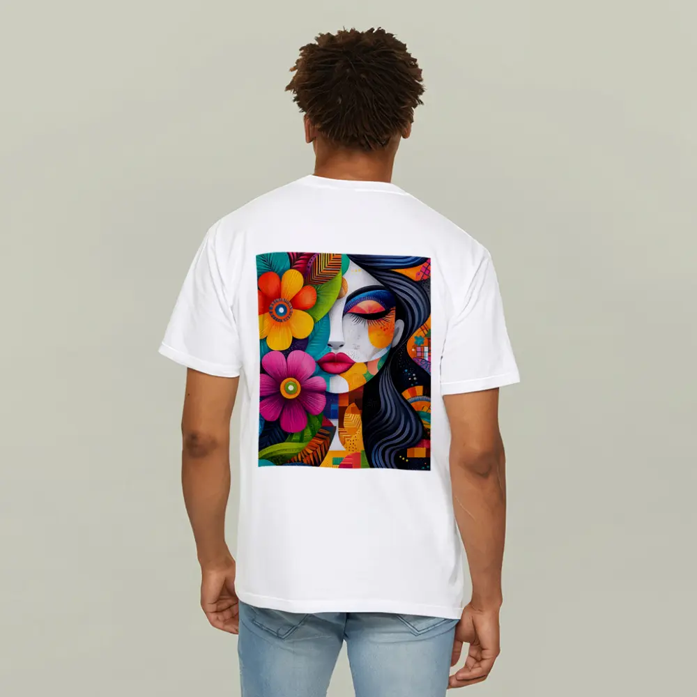 Colorful Abstract Woman Face Floral Art – T-Shirts
