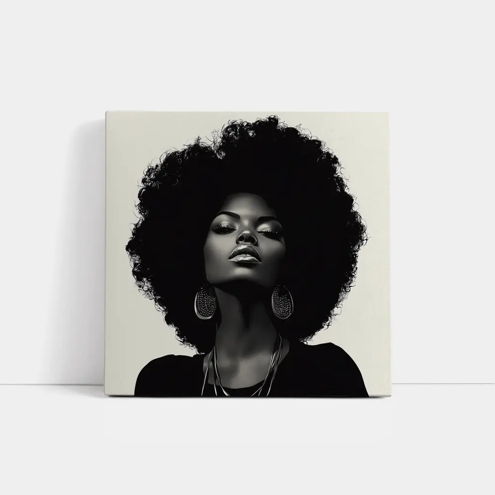 Black Woman Afro Hair Portrait Illustration – Wall Art