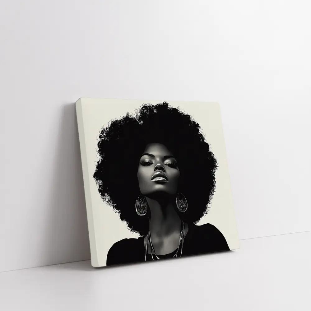 Black Woman Afro Hair Portrait Illustration – Wall Art