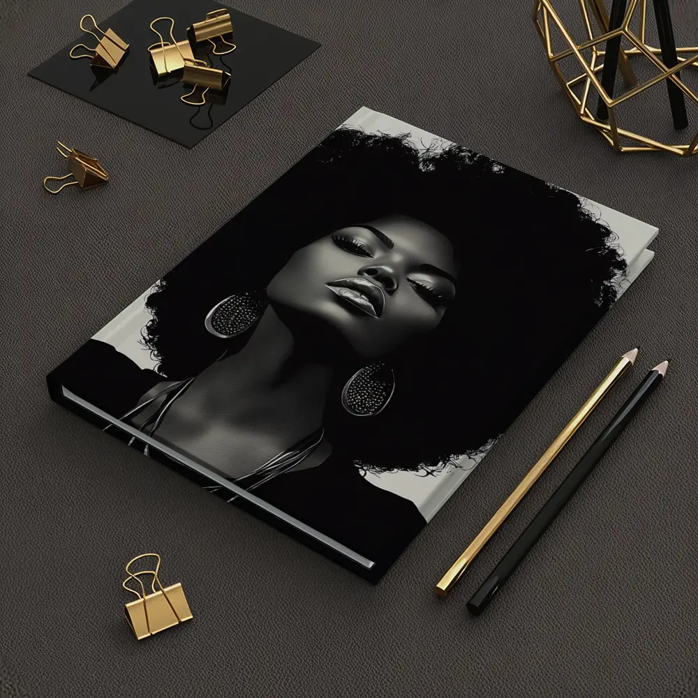 Black Woman Afro Hair Portrait Illustration – Notebooks