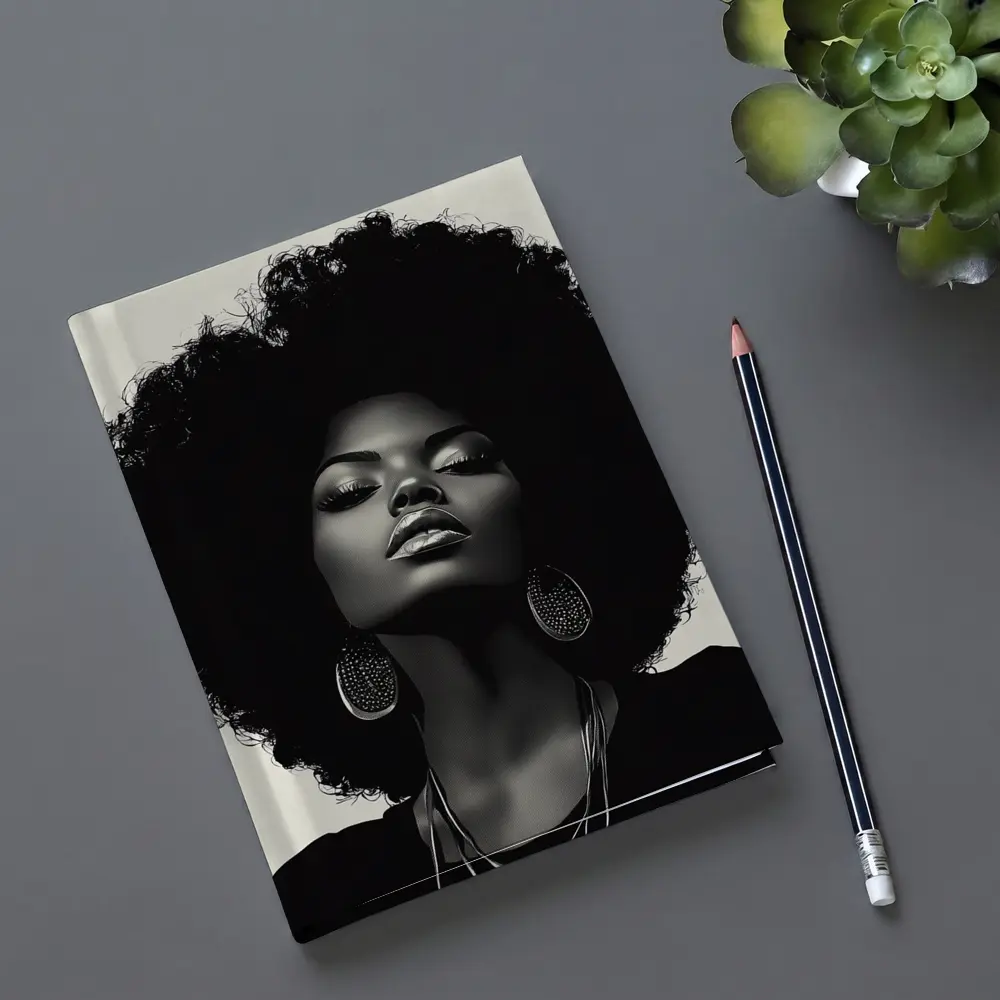Black Woman Afro Hair Portrait Illustration – Notebooks