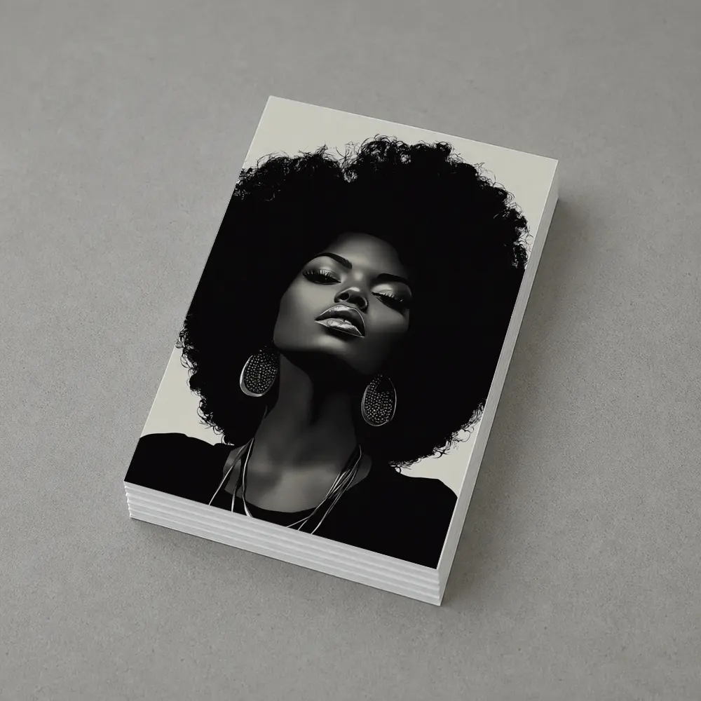 Black Woman Afro Hair Portrait Illustration – Postcards