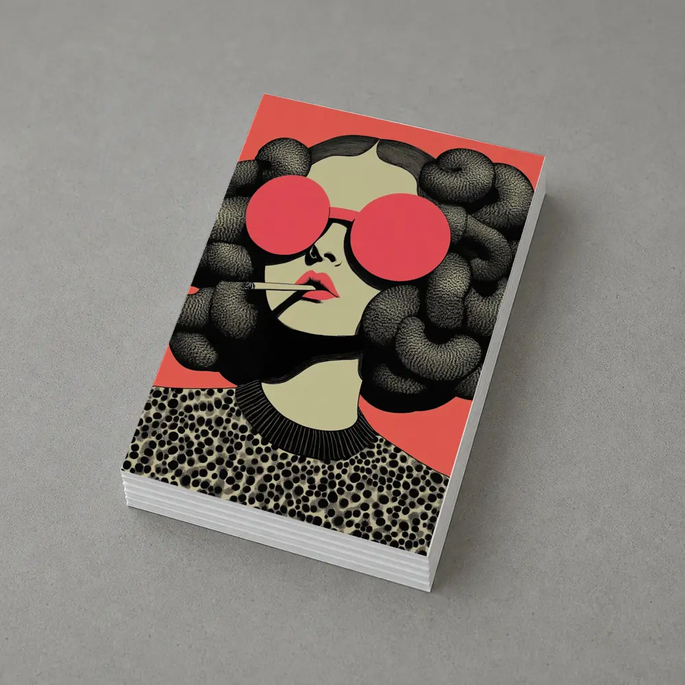 Retro Woman Big Sunglasses Coral Pink Background – Postcards