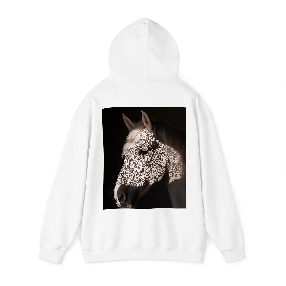 White Horse Floral Shadow Dark Background – Hoodies