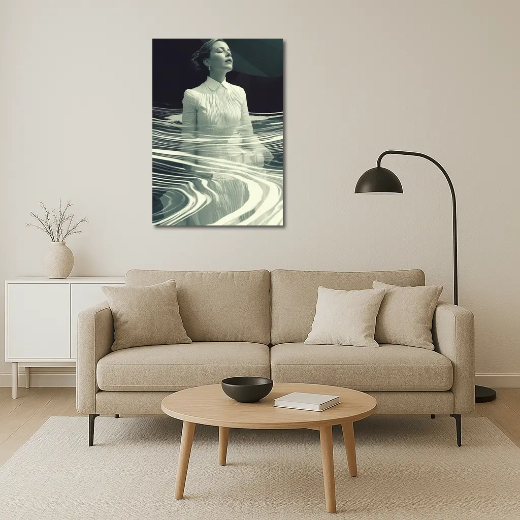 Woman in White Surreal Water Ripples Art – Wall Art