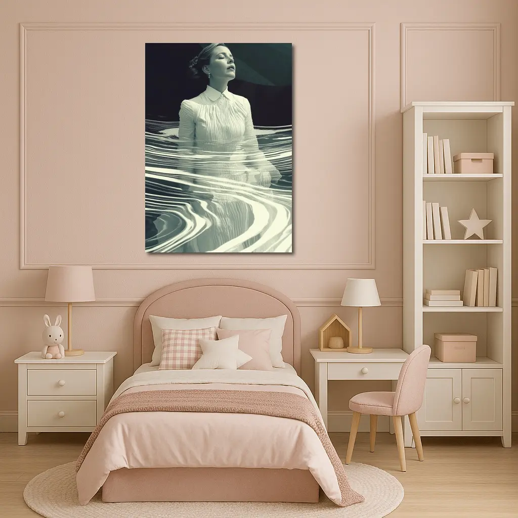 Woman in White Surreal Water Ripples Art – Wall Art