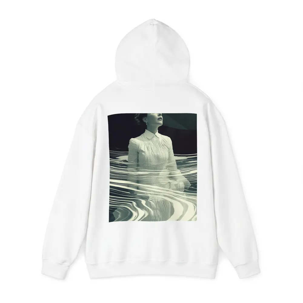 Woman in White Surreal Water Ripples Art – Hoodies