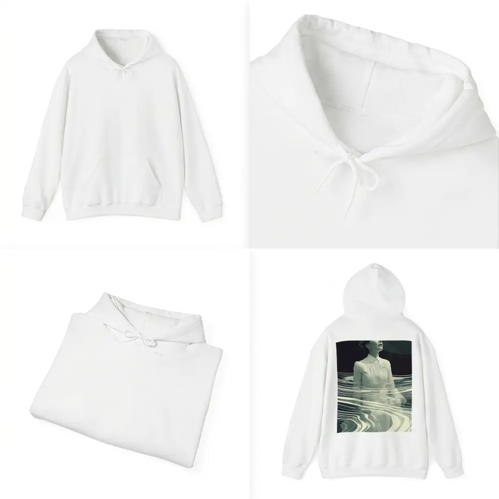 Woman in White Surreal Water Ripples Art – Hoodies