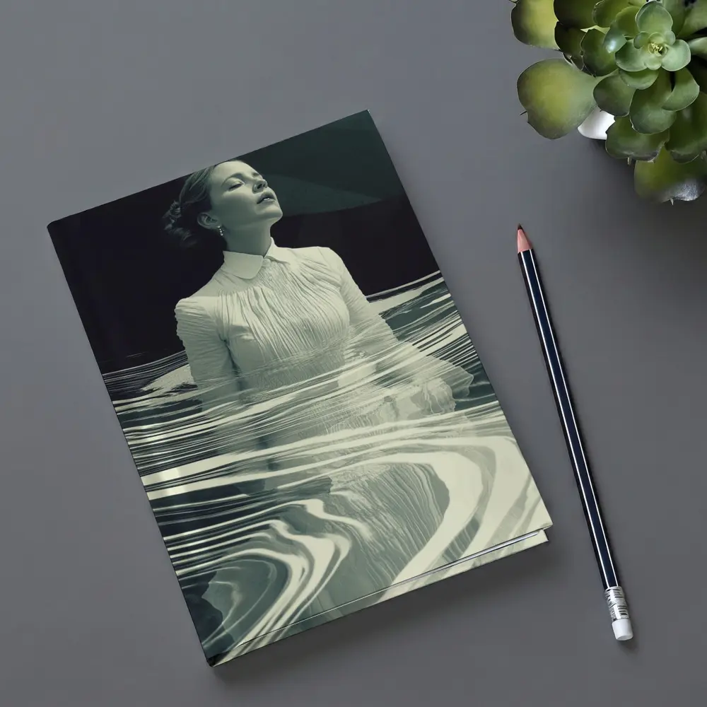 Woman in White Surreal Water Ripples Art – Notebooks