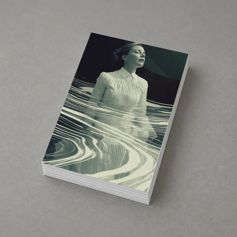 Woman in White Surreal Water Ripples Art – Postcards