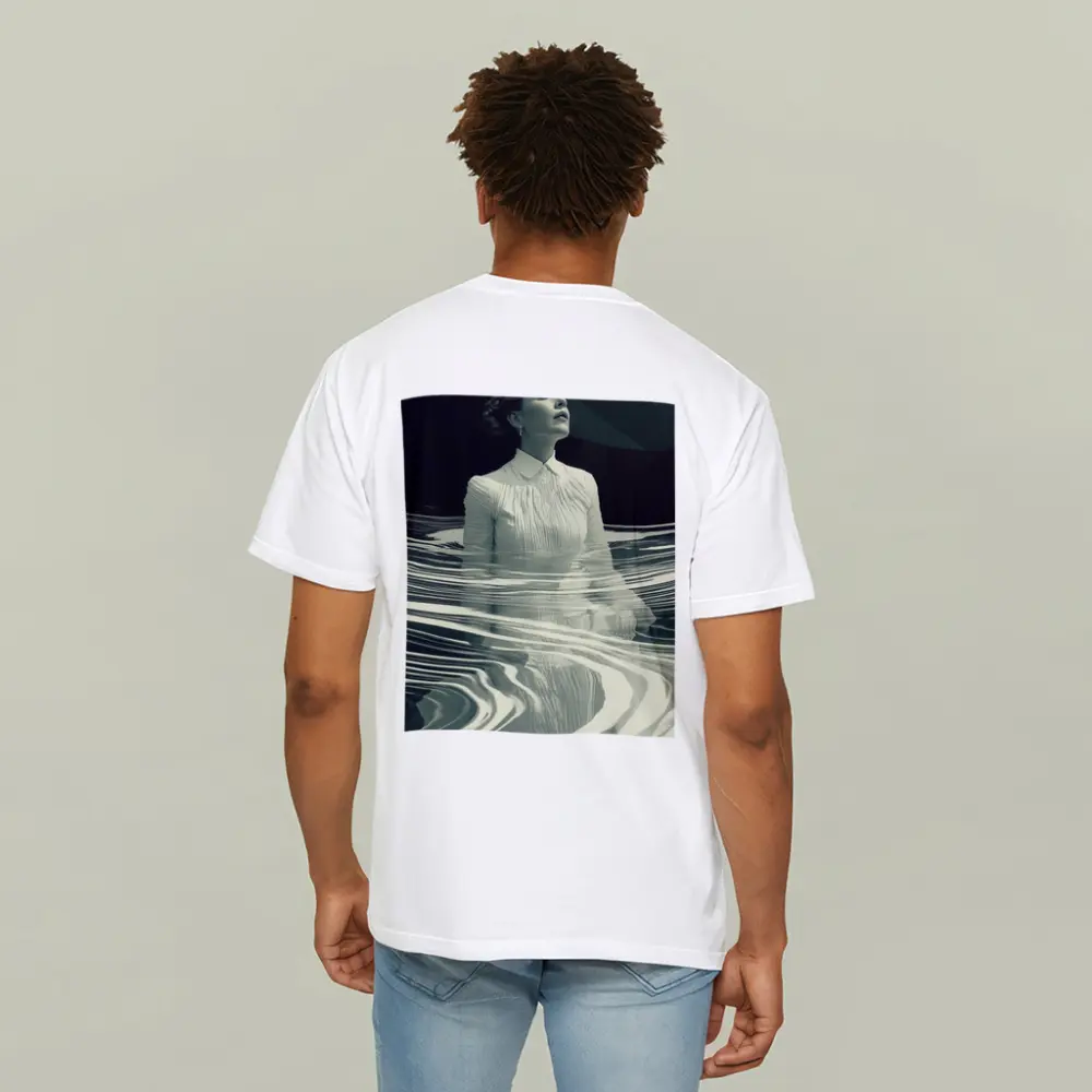 Woman in White Surreal Water Ripples Art – T-Shirts