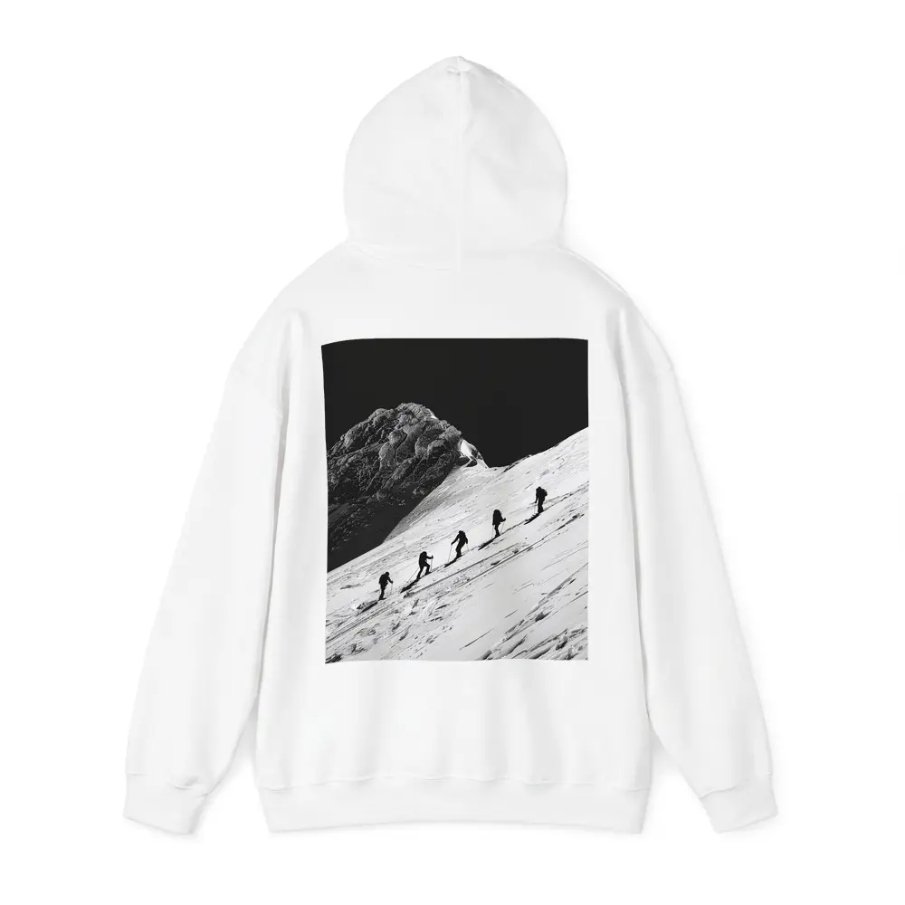 Mountaineers Climbing Snowy Peak Black White – Hoodies