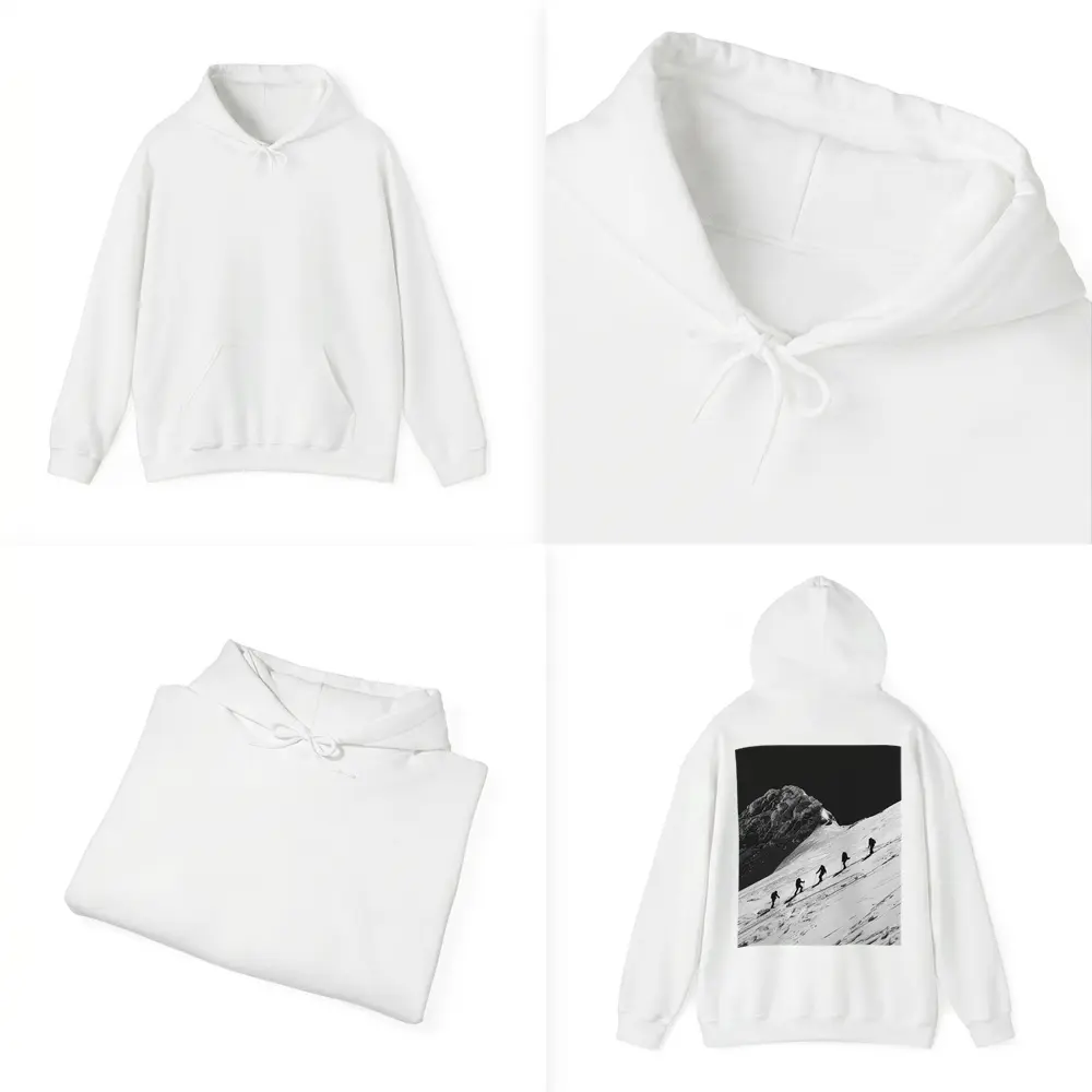 Mountaineers Climbing Snowy Peak Black White – Hoodies