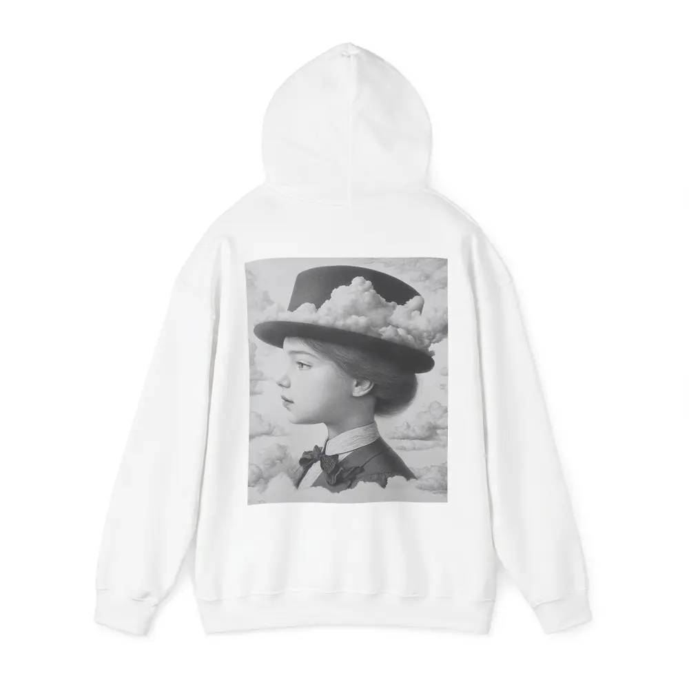 Girl Portrait Top Hat Clouds Surreal Art – Hoodies