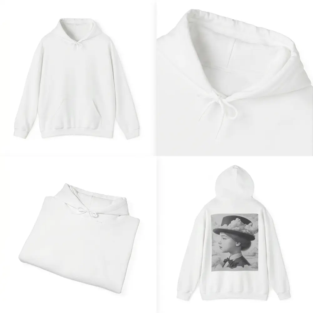 Girl Portrait Top Hat Clouds Surreal Art – Hoodies
