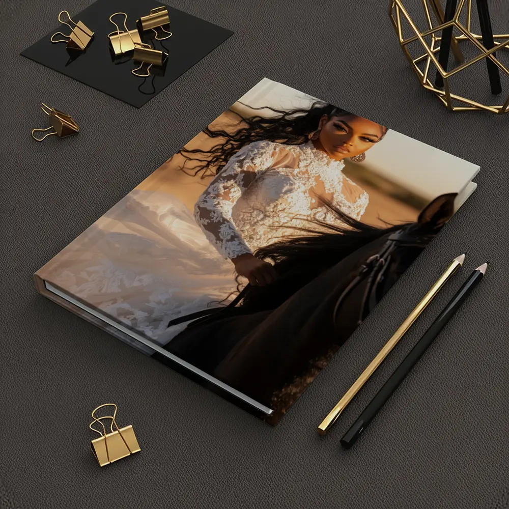 Woman in White Lace Dress Riding Horse – Notebooks