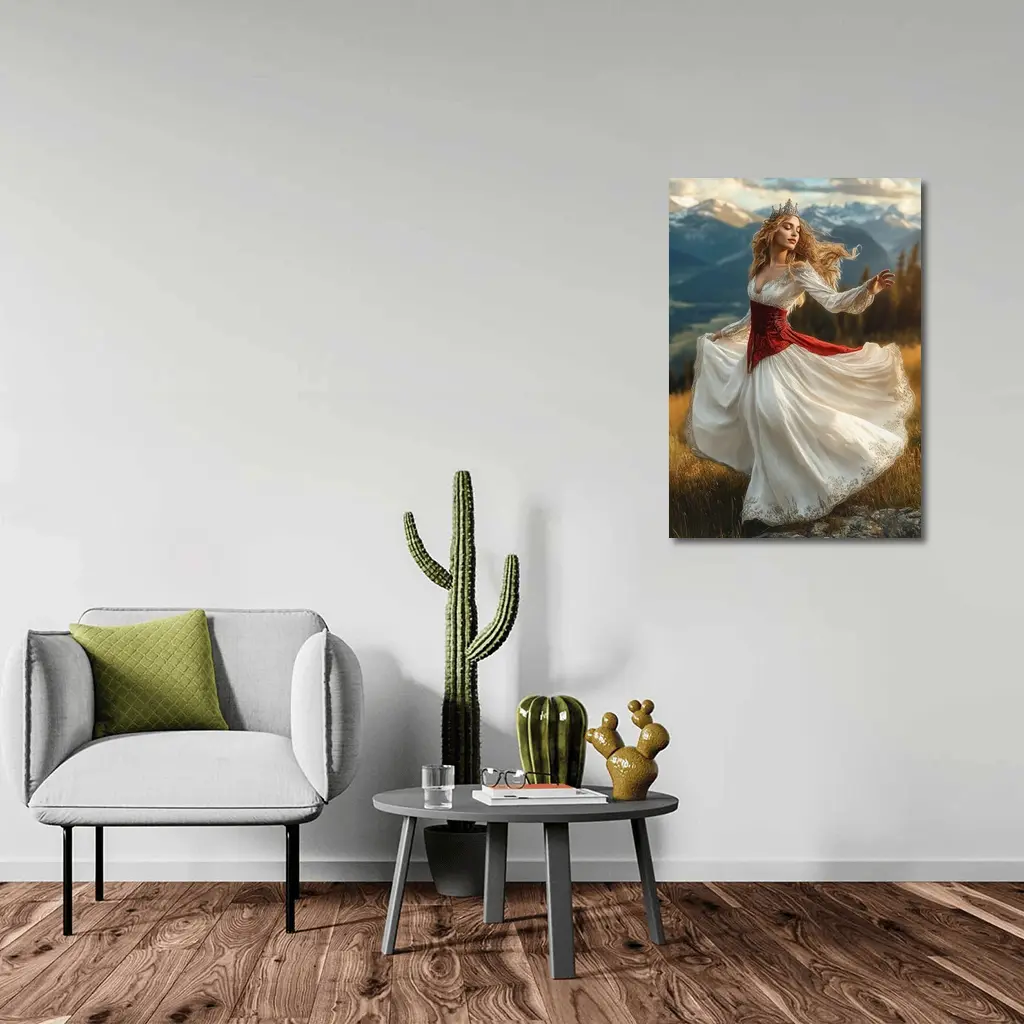 Dancing Princess Crown Mountains Fantasy Art – Wall Art