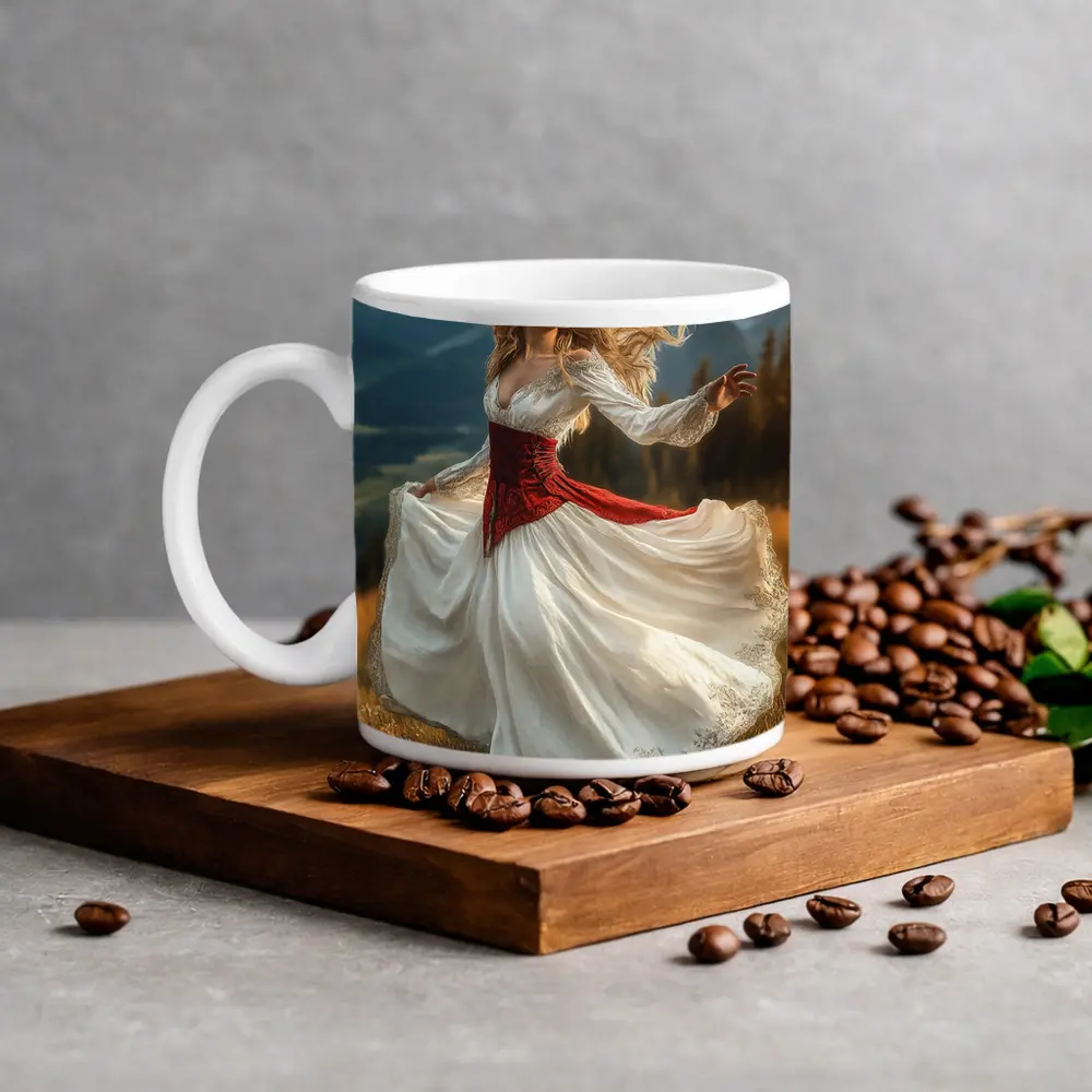 Dancing Princess Crown Mountains Fantasy Art – Mugs