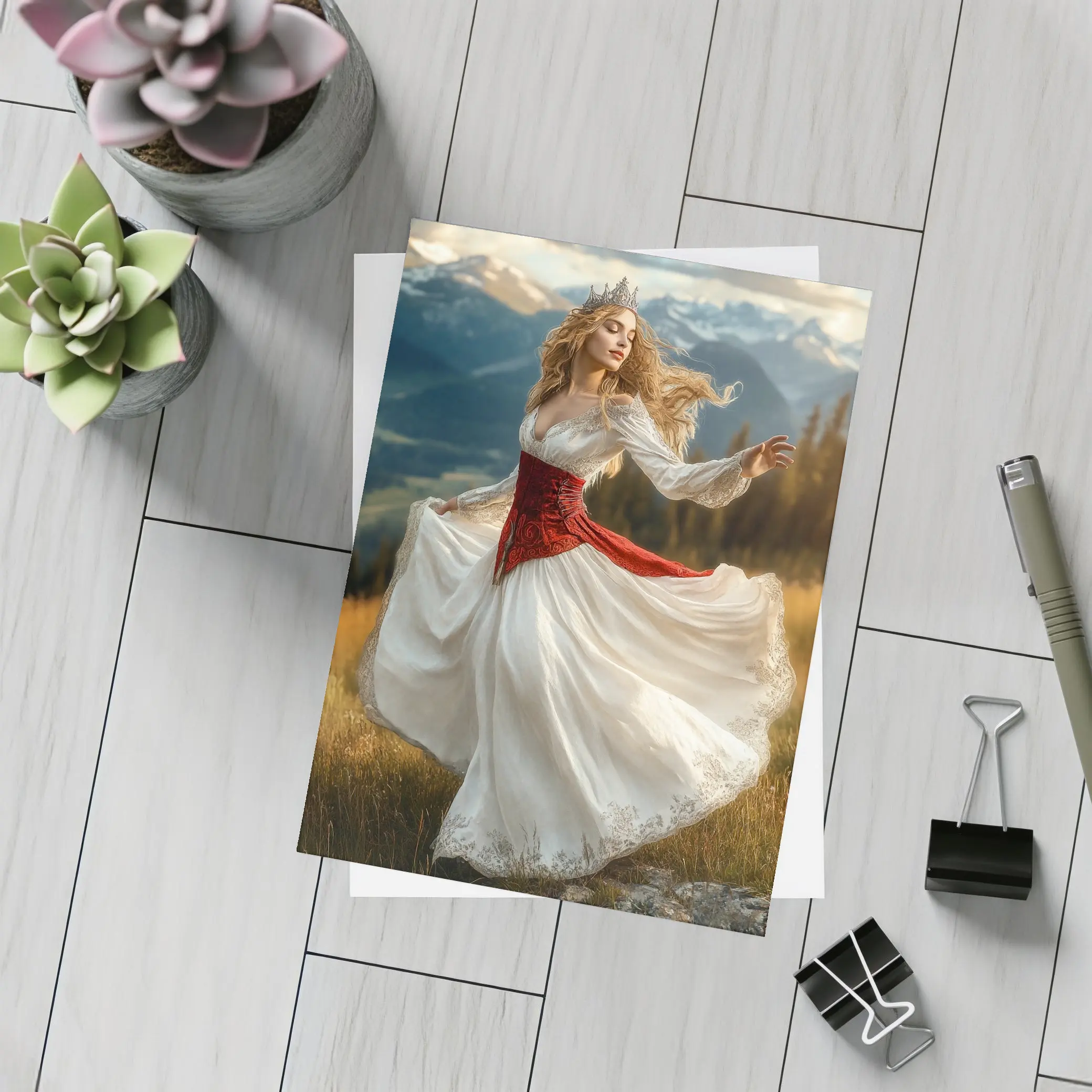 Dancing Princess Crown Mountains Fantasy Art – Postcards