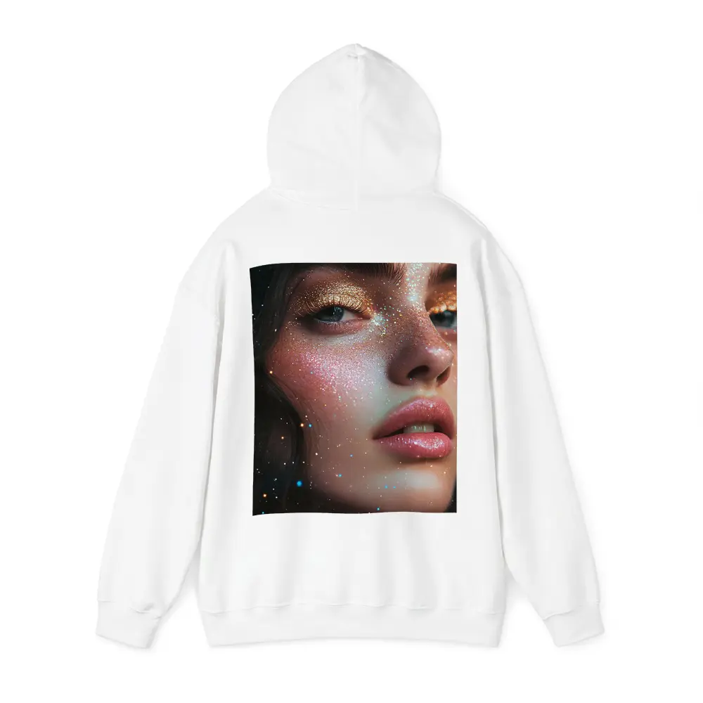 Glitter Makeup Woman Portrait Cosmic Background – Hoodies