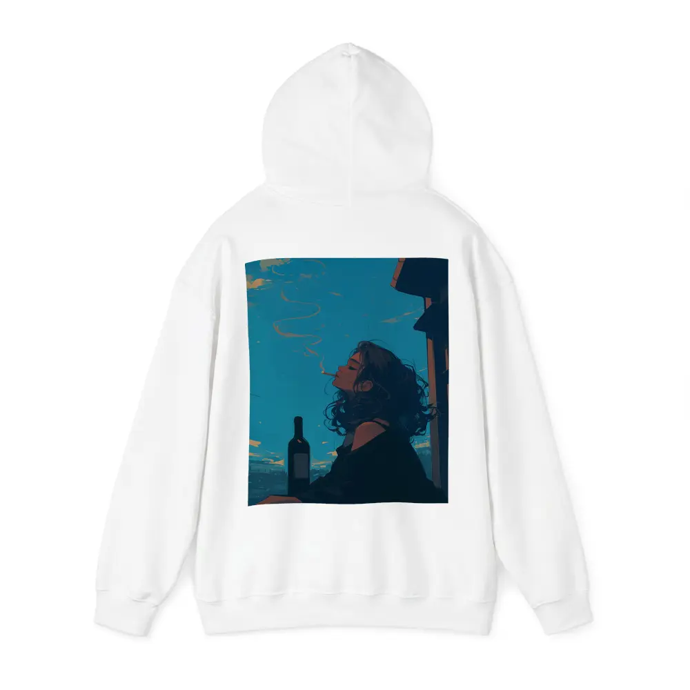 Anime Girl Smoking on Balcony Blue Sky – Hoodies