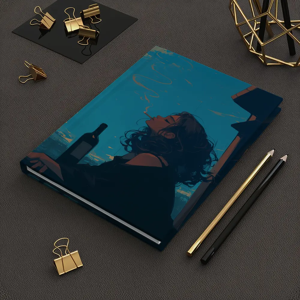 Anime Girl Smoking on Balcony Blue Sky – Notebooks