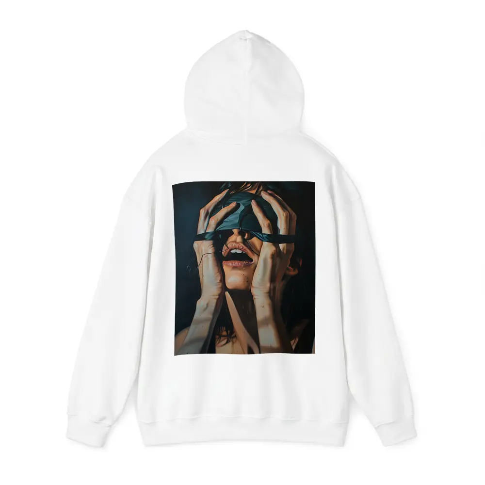 Woman Blindfolded Hands Dark Dramatic Painting – Hoodies