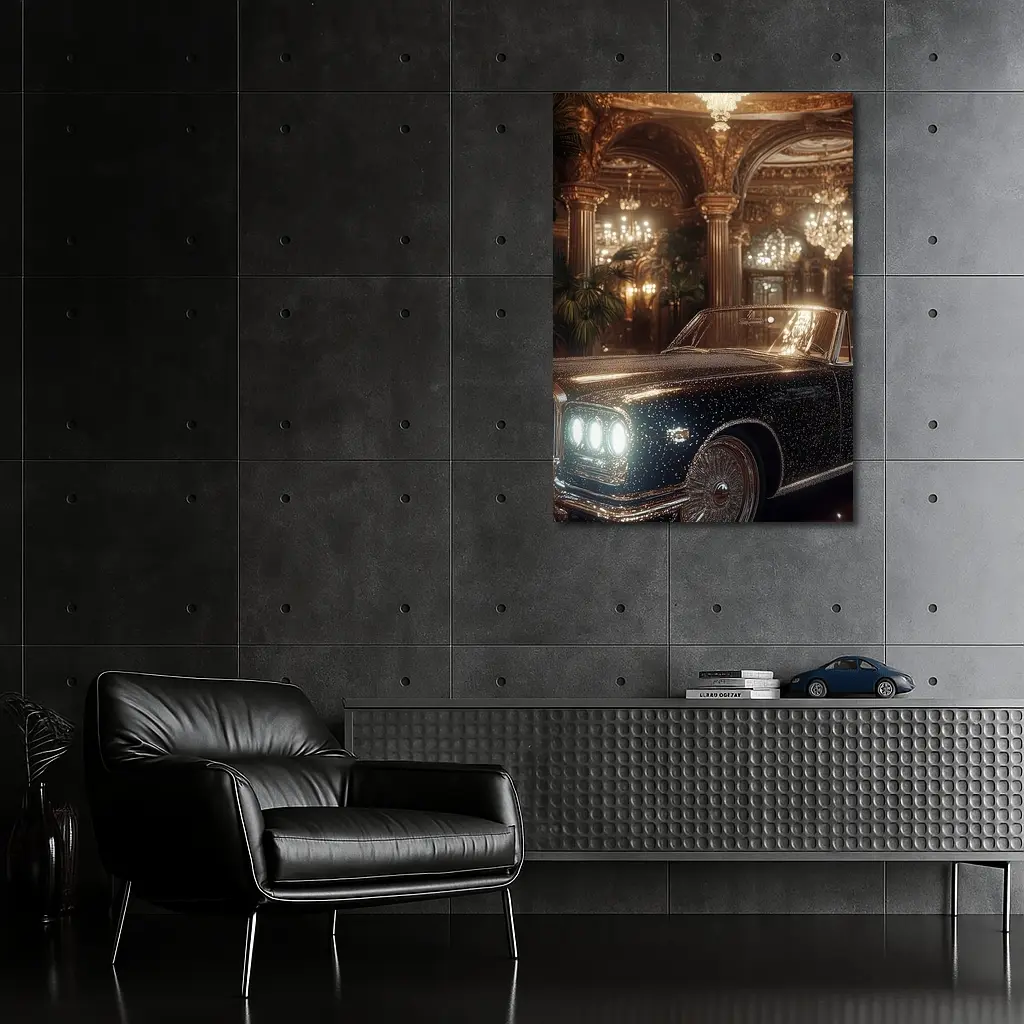 Classic Luxury Car Opulent Grand Hall – Wall Art