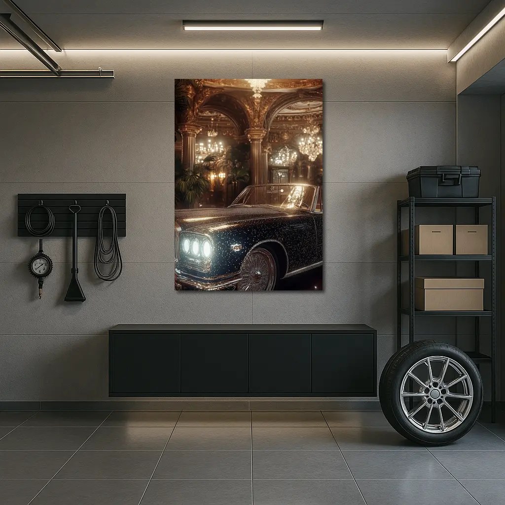 Classic Luxury Car Opulent Grand Hall – Wall Art
