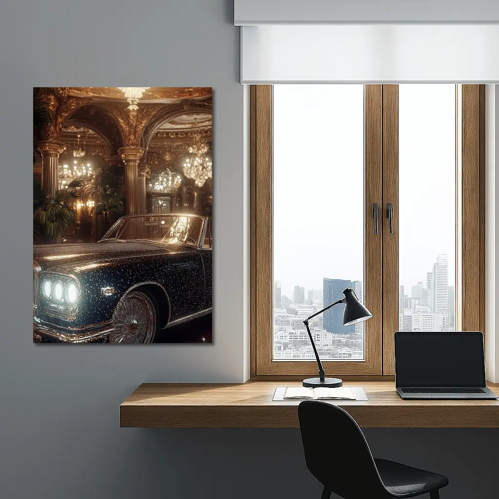 Classic Luxury Car Opulent Grand Hall – Wall Art