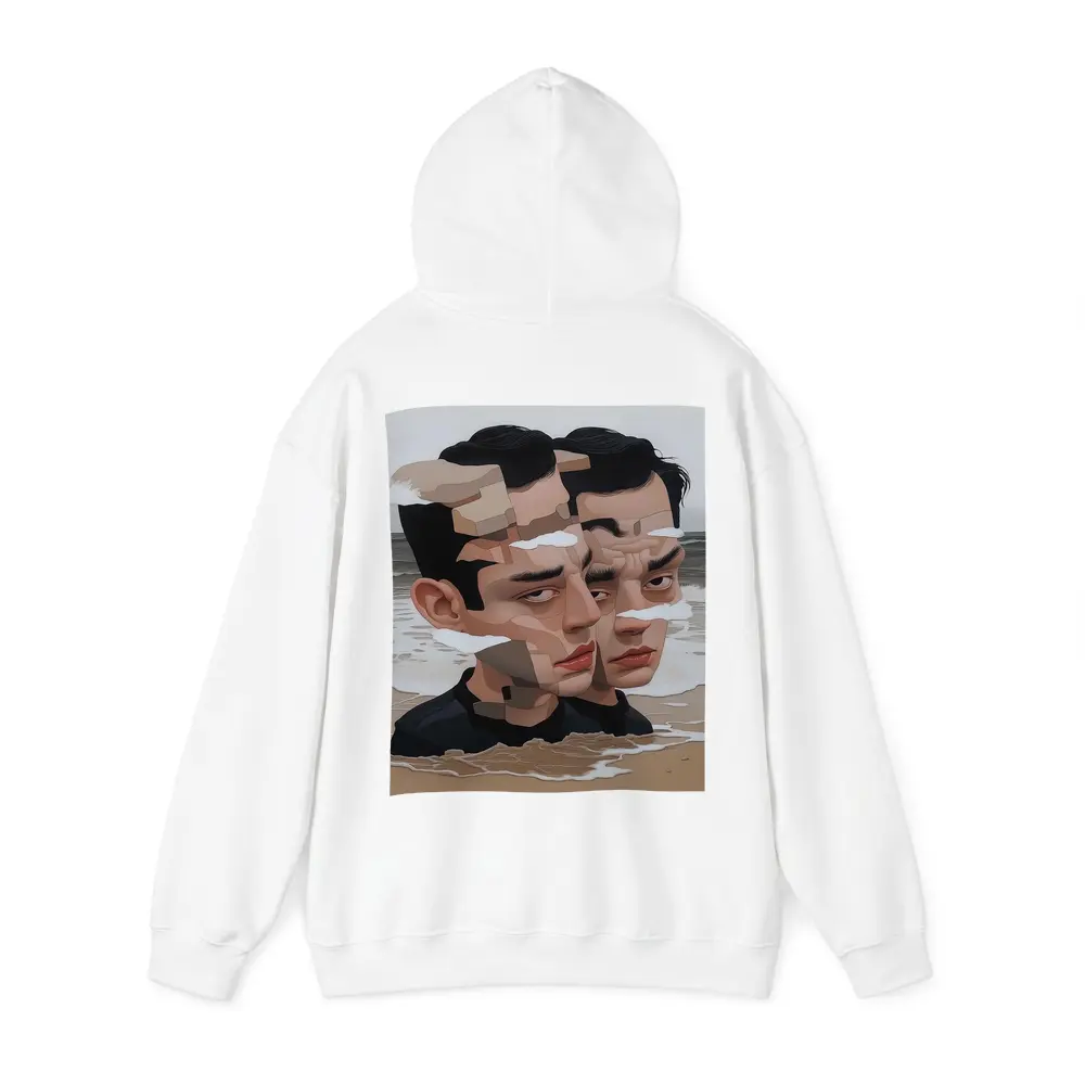 Surreal Man Portrait Fragmented Face Beach – Hoodies