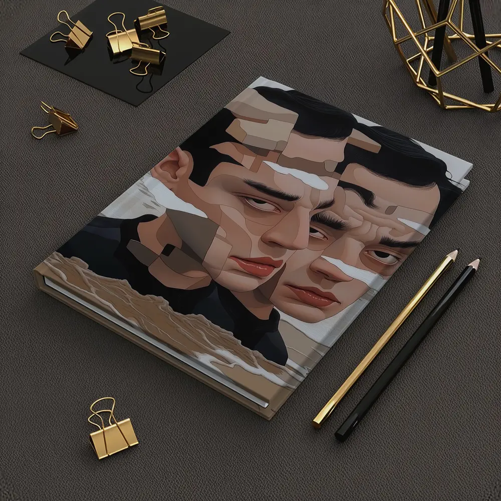 Surreal Man Portrait Fragmented Face Beach – Notebooks