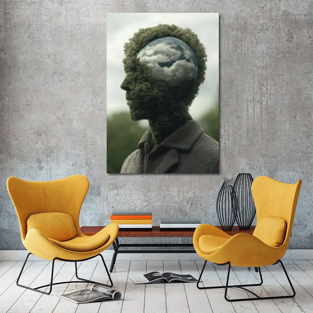 Man Head Made of Trees and Clouds – Wall Art